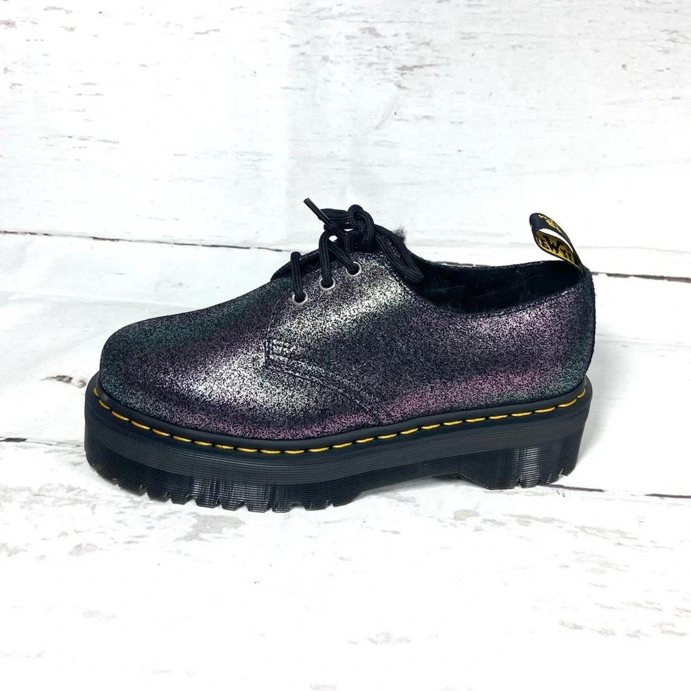 Dr Martens Shoes Women’s 10 Black 1461 Quad FL Platform Oxford‎ Glitter